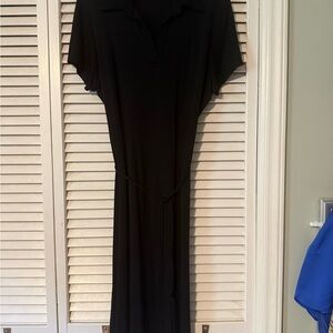 Y2K Collared Midi Dress with Tie Waist